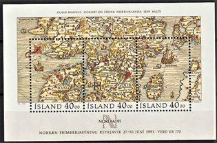 FRIMÆRKER ISLAND | 1990 - AFA 730 - Nordia 91 frimærkeudstilling - Miniark - Postfrisk